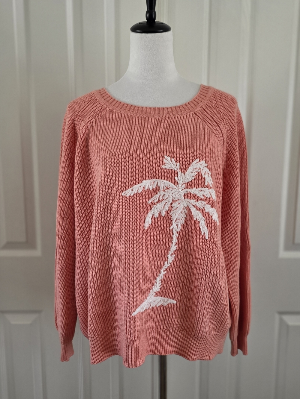 Tommy Bahama Breezy Palm Crew Neck Sweater Pure Coral Heather Size Large - Picture 7 of 10